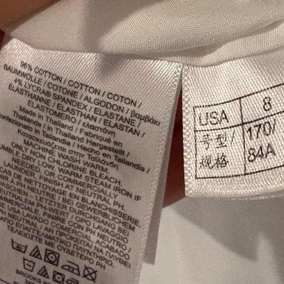 Brooks Brothers cotton stretch 3/4 sleeve pullover blouse with neck tie/bow - Picture 7 of 9